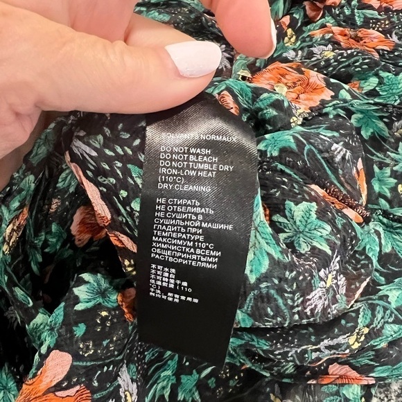 THE KOOPLES asymmetrical ruffle trimmed poppie field semi sheer blouse - Picture 5 of 16